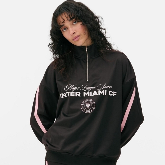 🖤💖 Inter Miami CF MLS Black & Pink 1/4-Zip Training Pullover/Jacket - Size S - Picture 1 of 12